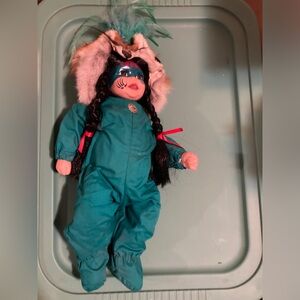 Teal Native American porcelain Doll